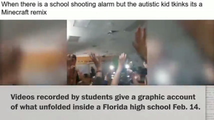 When Nikolas Cruz shoots up a school but the autistic kid thinks its a Minecraft remix